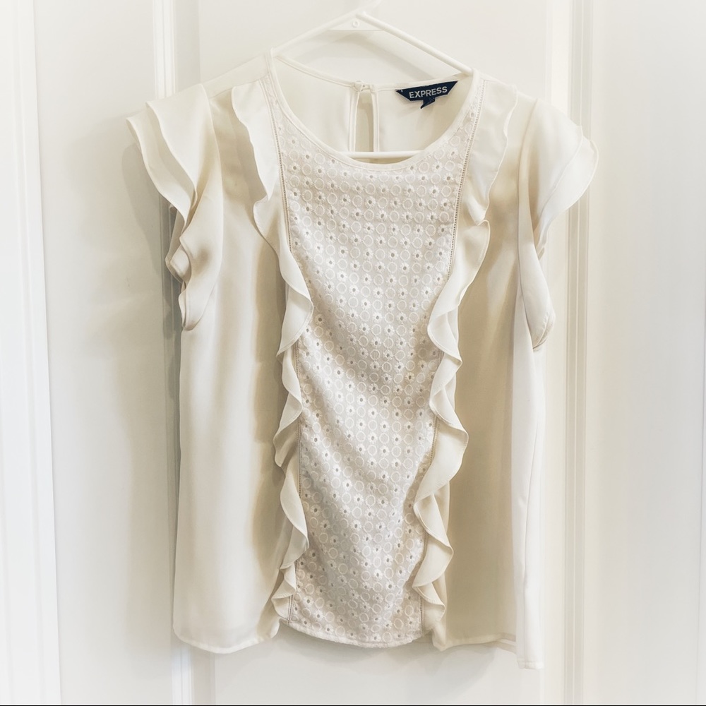 Express Embroidered Top, Cream, Size S